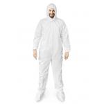 Customized White SMS Polypropylene Coveralls With Zip Wrists Elastic for sale
