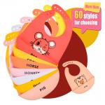Red Orange Silicone Pocket Bib With Catch Pocket Customized for sale