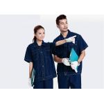 Denim Fabric Durable Industrial Uniform Shirts Unique Design With Buttons And Pockets for sale