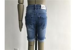 China Light Wash Boys Denim Jeans , Stretch Denim Shorts With Patch / Rip TW78601 supplier