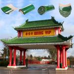 Ceramic Roof Ornaments Green Chinese Roof Tiles For Buddhist Temple Building for sale