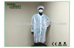 China Economical SMS/Non-Woven Disposable Lab Coats With Knitted Collar And Velcro supplier