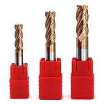 Bronze Coating Hrc45 Milling Cutters For Metal HSS 4 Flute End Mill High Toughness for sale