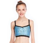 Bras Top Crop Top Girls Dance Wear Gym Spandex Sequin Crop Top With Black Edge for sale