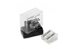 China Wording Office Rectangle Double Hole Pencil Sharpener With Lid supplier