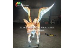 China Large Glowing Fox Sculpture Lantern Feathered Turquoise & White Wings​ supplier