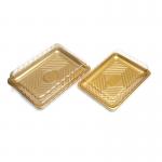 Stock Gold Leaf Large Capacity rectangle Disposable Plastic Sushi Tray for Party for sale