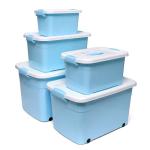 Blue 24L 30L Baby Plastic Storage Organizer Storage Bins With Lids And Wheels for sale