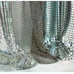 Metallic Sequined Aluminum Mesh Shower Curtain , Mesh Drapery Fabric Soft Texture