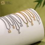 Twisted Chain Stainless Steel Jewelry Initial Letter Alphabet Pendant Necklace for sale