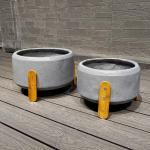 Hand Carve Fiberclay Planter In Modern Hand Carved Design For Plants