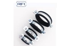 China Rifi Standard Hose Rubber Clamp Steel Cable Double Pipe Clamp with Rubber supplier