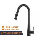 500000 times Stainless Steel Kitchen Faucet Hot Cold Pull Out Taps Single Handle Black Mixer for sale