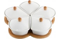 China Circular Sector Shape Ceramic Divided Plate Tray For Appetizer Chips supplier