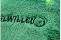 China Green Rectangle Custom Embroidered Patches On Velvet Fabric For Luggage supplier