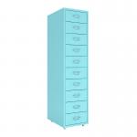Blue Knock Down 10 Drawers Mobile Metal File Cabinet for sale
