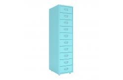 China Blue Knock Down 10 Drawers Mobile Metal File Cabinet supplier
