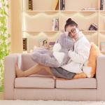 Cute Plush Seat Cushions Hamster Shape Cotton Material With Zipper 45 * 90CM for sale