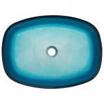 Sky Blue Handmade Rectangular Vessel Sinks Tempered Glass 12mm