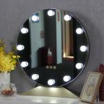 Touch Sensor Makeup Mirror With Lights Round Cosmetic Mirror With Color Temperature Adjustment for sale