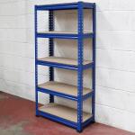 Boltless 5 Tier Metal Shelf Home Storage Unit Blue for sale