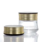 Glass Cream Jar New Design White Clear Compartments Platinum Lid Glass Jar Cream Luxury for sale