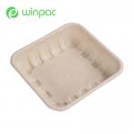 140ml Disposable Biodegradable Ugarcane Bagasse Tray For Food Vegetable Paper Plate for sale
