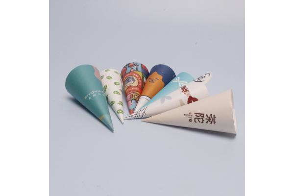 Disposable Cone Ice Cream Cups Custom Printed Packaging Paper Pack Sleeves