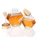 100ml 220ml Hexagonal Glass Food Jars With Lids Dipper For Honey