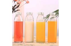China Empty Round Glass Juice Bottles , Portable Raindrop Flavored Water Bottle supplier
