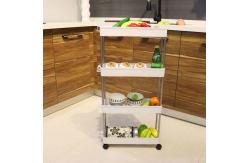 China Washable 4 Tier Storage Rolling Cart , Flexible Detachable Narrow Storage Trolley supplier