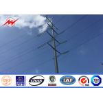 Round 15m Distribution Line Galvanised Steel Poles With Angle Steel Cross Arm for sale