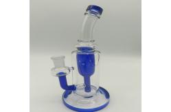 China Clear Straight Tube Bongs Blue Transparent  12 - 18 Inches supplier
