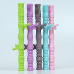 Teething Stick Toy For Baby Teether Food Grade Bamboo Design Teething Tube Silicone Teether Straws for sale