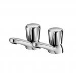 Traditional Victorian Pair Of Basin Taps For Bathroom Sink Hot And Cold 1/2 Bath Brass Faucet, Polished Chrome Set Of 2 for sale