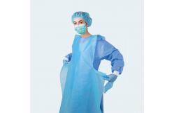 China Elastic Blue Disposable Waterproof Isolation Surgical Gown Cuff Stitched supplier