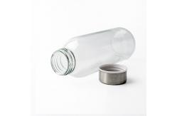 China Personalized Custom 350Ml 500Ml 16Oz Transparent Glass Water Bottle With Stainless Steel Lid supplier