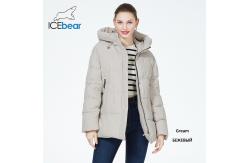 China Moderate Length Winter Coat White Cotton Jacket With Double Zipper And Attached Hood supplier