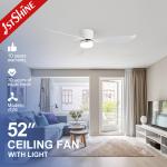 52 LED Ceiling Fan with Time Setting and Smart Control ABS Blades Flush Mounted for sale