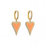 Enamel 14K Gold Jewelry CZ Zircon Love Shape Ear Rings for sale