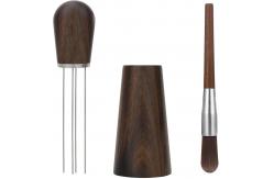 China Natural Wood Handle Espresso Needle Distributor Tool With Wood Stand supplier
