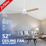 50W Indoor Remote Control Modern LED Ceiling Fan With 3 MDF Blades for sale