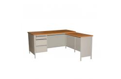 China Modern MDF Board L Shaped Office Desk Three Drawer Office Desk supplier
