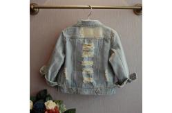 China Spring 80CM 31.5in Childrens Jean Personalised Denim Jacket With Frosted Hole supplier
