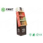 Custom Glossy Printed Logo Corrugated Paper Floor Display Stand For Exhibitions for sale