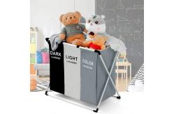 China Waterproof Sturdy Collapsible Laundry Hamper With Triple Baskets Reusable supplier