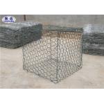 Plastic Coated Gabion Wall Cages / Hexagonal Rock Filled Gabion Cages for sale