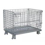 Foldable 400kg Metal Mesh Storage Containers Galvanized Rolling