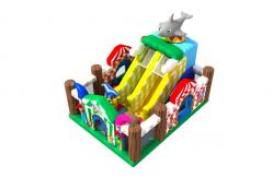 China Fireproof Inflatable Fun City / Inflatable Clown Bouncy Castle With Fence PVC Material supplier