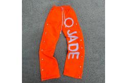 China Custom Men's Nylon Sweatpants with Elastic Waist and Reflective Print supplier